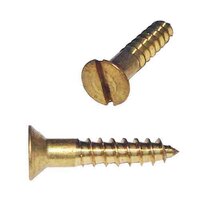 FWS5114B #5 X 1-1/4" Flat Head, Slotted, Wood Screw, Brass